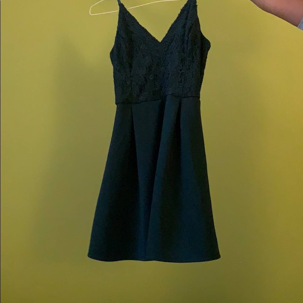 forest green mini dress.